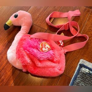 New Ty Pink Flamingo Plush Bag